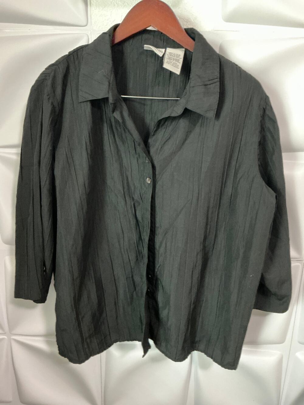 White Stag Black Gauze Long Sleeve Button Down Shirt Women's Size XL 16-18
